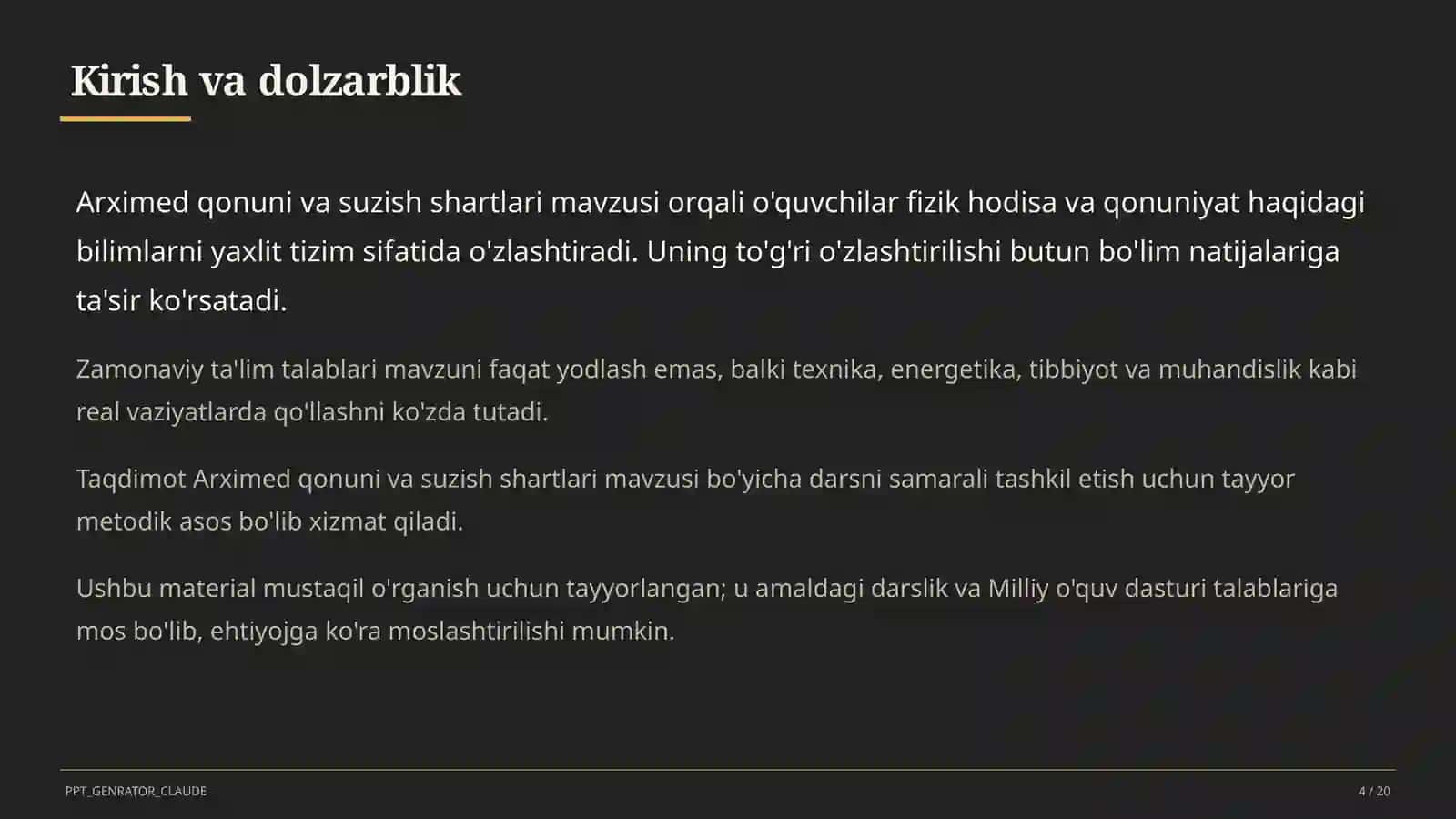 Arximed qonuni va suzish shartlari (7-sinf) 4