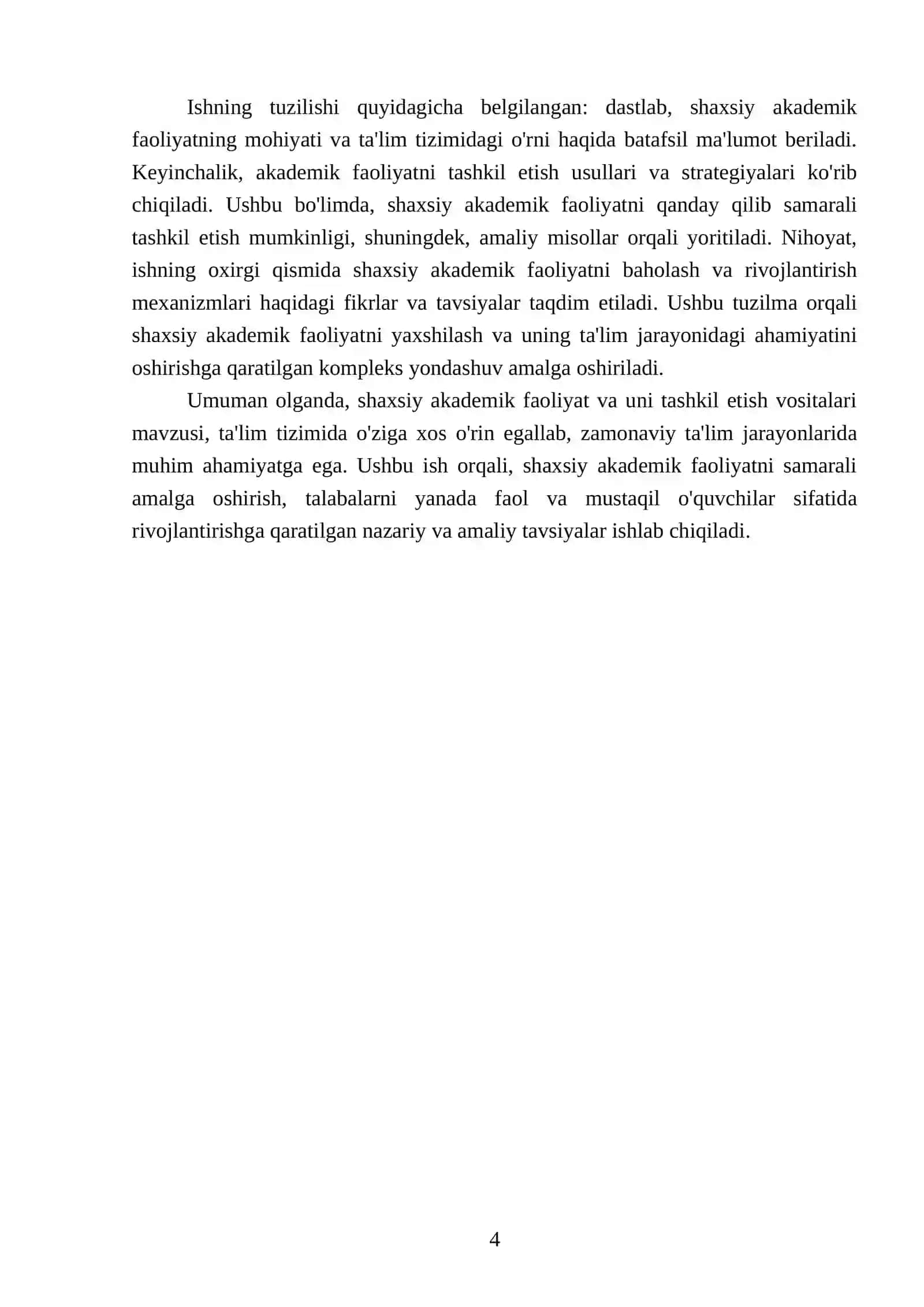 Shaxsiy akademik faoliyat va uni tashkil etish vositalari 4