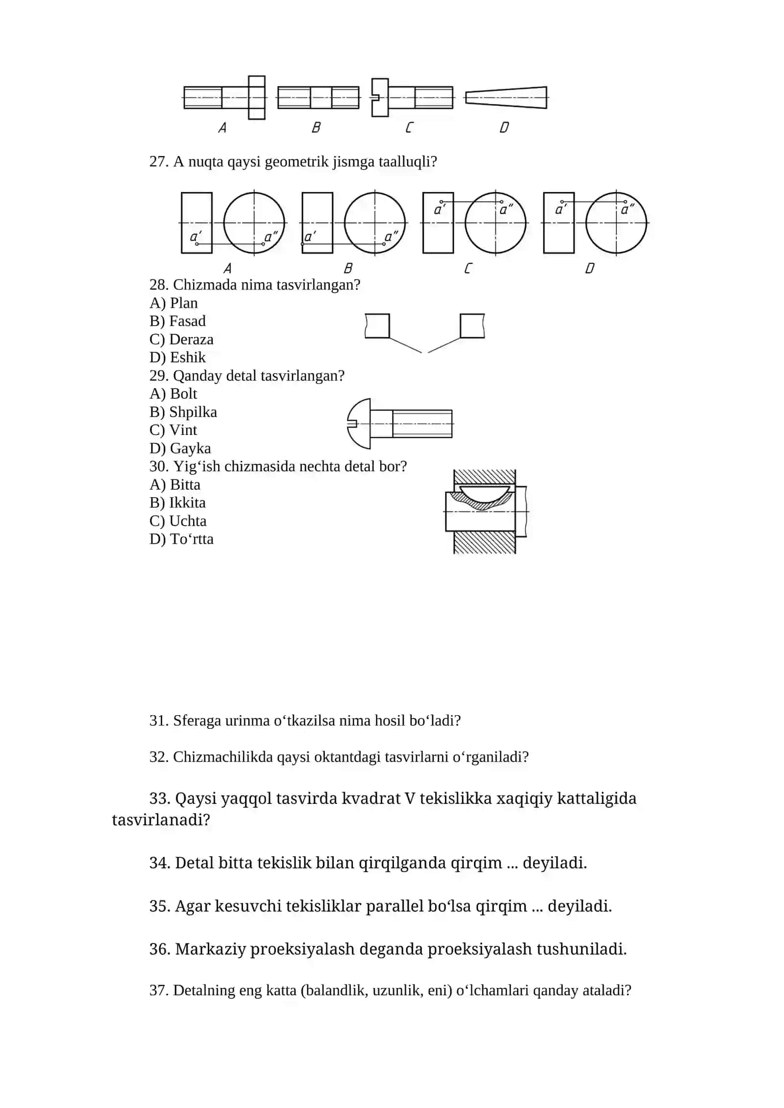 9-SINF CHIZMACHILIK FANIDAN TEST SAVOLLARI 4