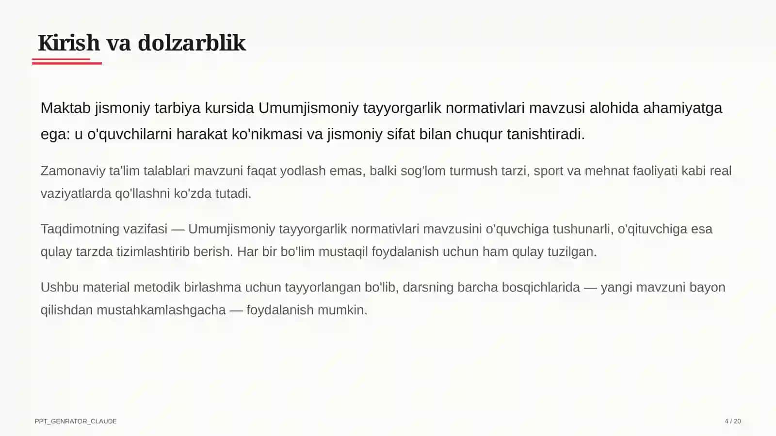 Umumjismoniy tayyorgarlik normativlari (10-sinf) 4