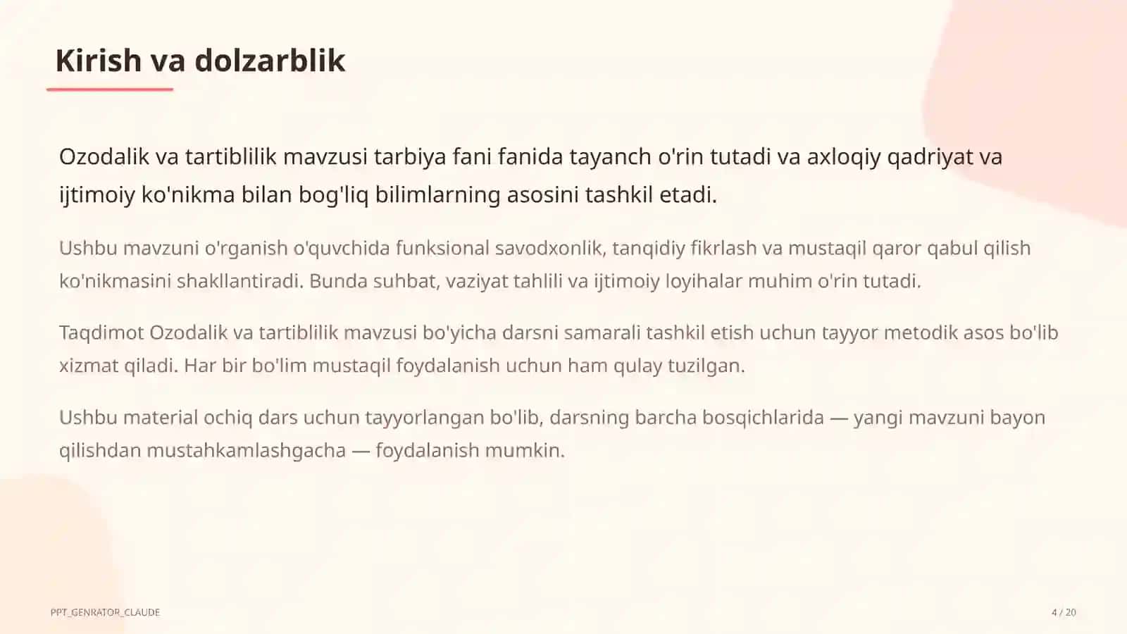 Ozodalik va tartiblilik (1-sinf) 4