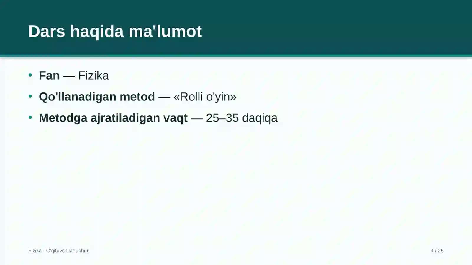 fizika darslarida rolli o'yin metodidan foydalanish 1052 4