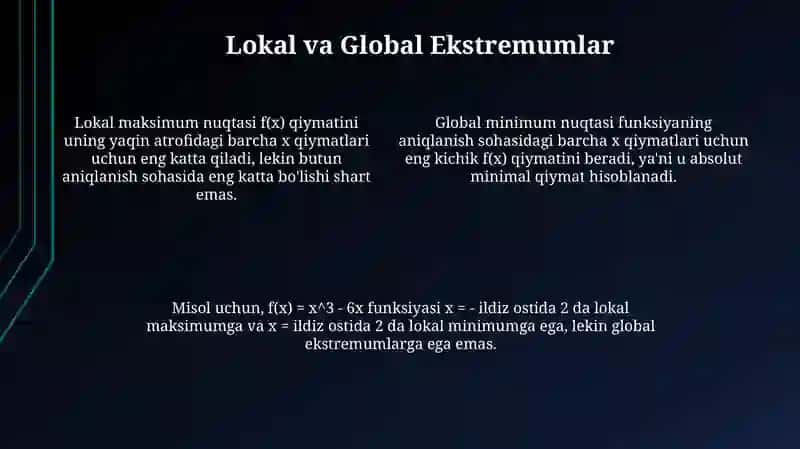 Ekstremumlar: Ta'riflar va Asosiy Tushunchalar 4