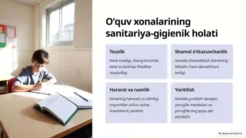 Maktabda oʻqitish jarayonlarini gigienik baholash 4