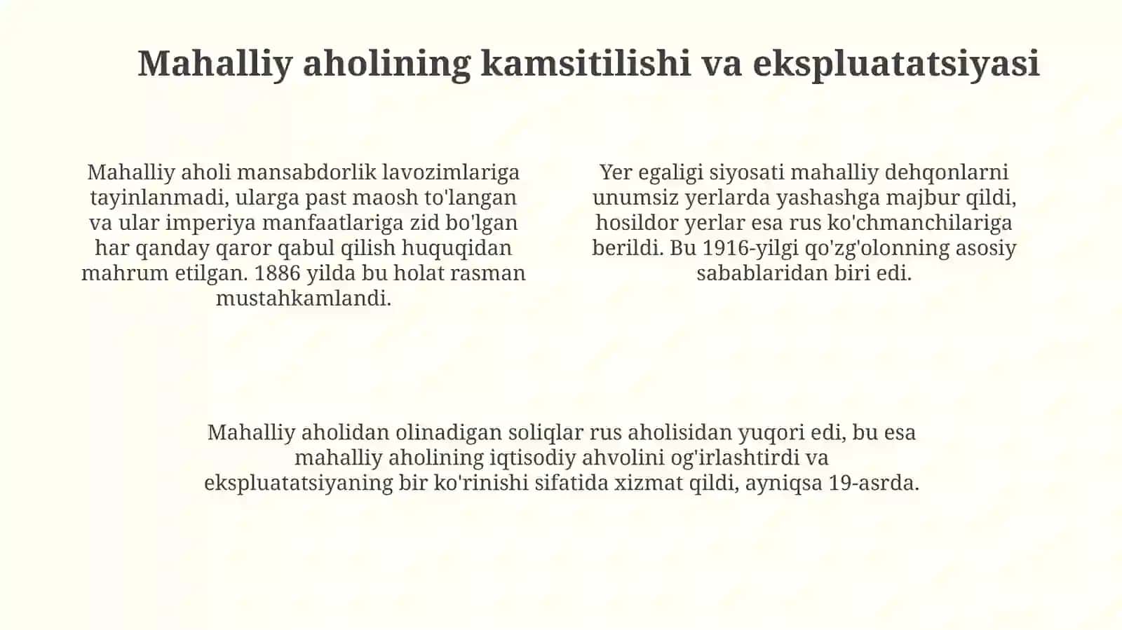 Chorizmning o`lkamizdagi mustamlakachilik siyosati 4