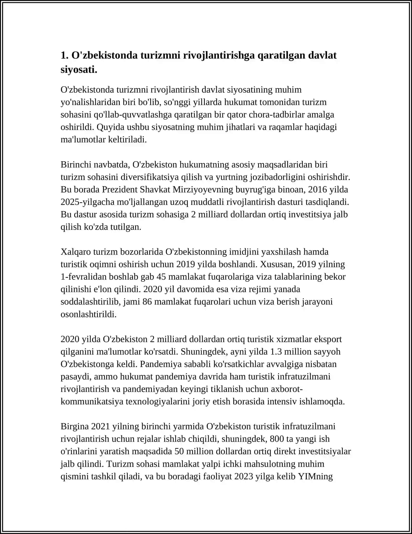 OʻZBEKISTONDA TUR OPERATOR VA TURAGENTLARNING ME'YORIY HUQUQIY ASOSLARI 4