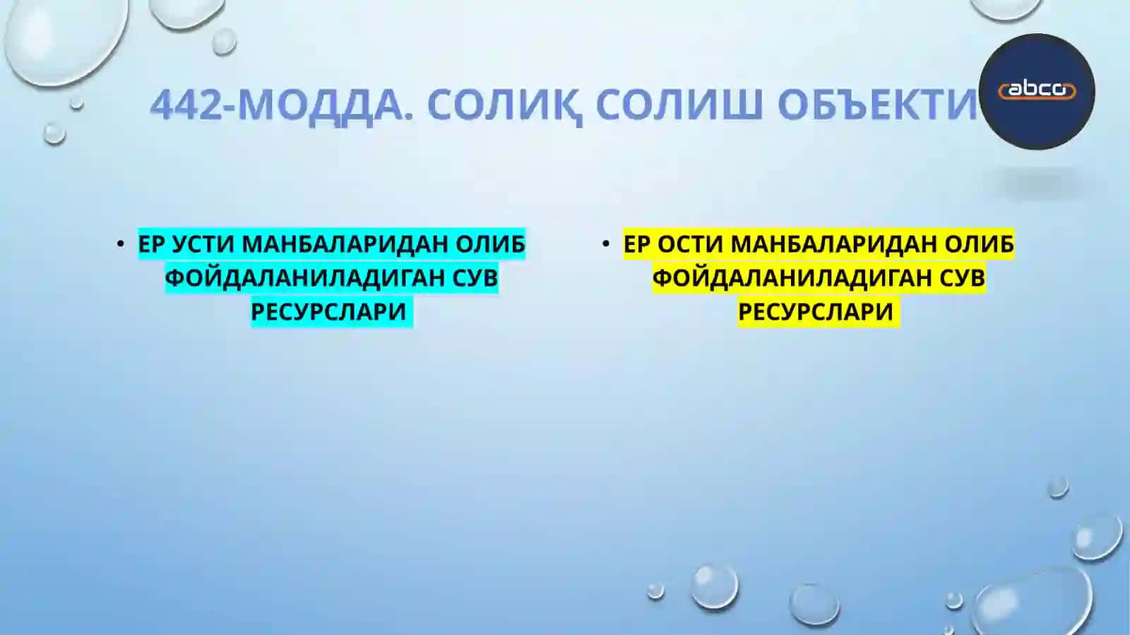 СУВ РЕСУРСЛАРИДАН ФОЙДАЛАНГАНЛИК УЧУН СОЛИҚ 4