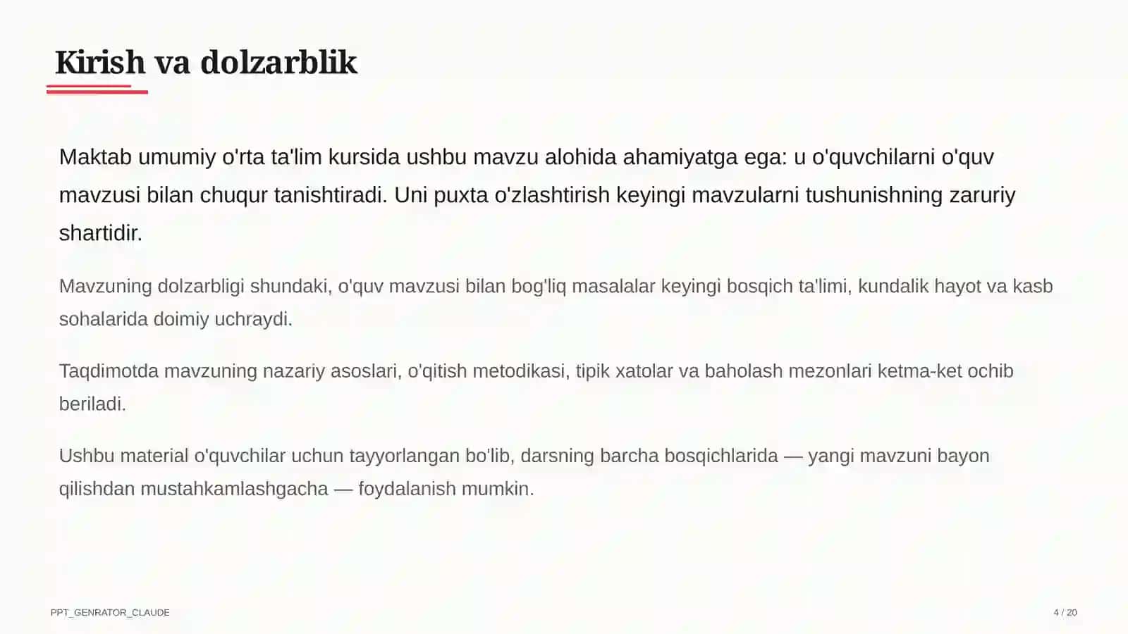 Spiral yondashuv: bilim va ko'nikmalarni sinfdan sinfga bosqichma-bosqich rivojlantirish 4
