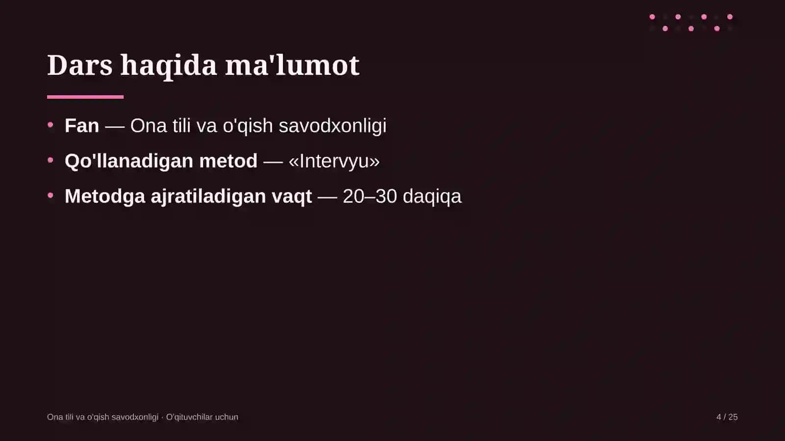 ona tili va o'qish savodxonligi darslarida intervyu metodidan foydalanish 2539 4