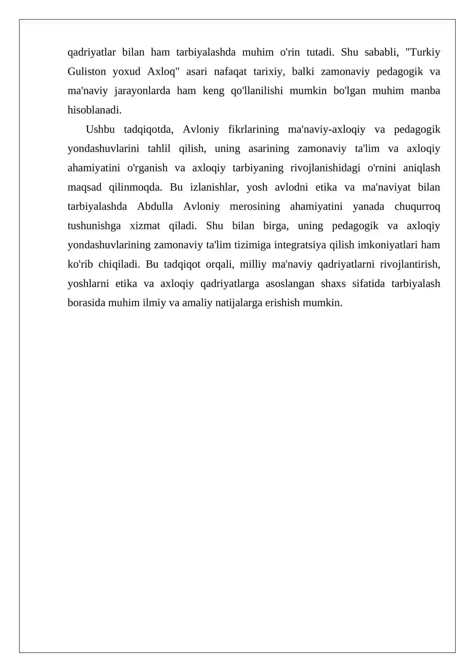 Abdulla Avloniy adabiy merosi. pedagogik asarlari "Turkiy guliston yoxud axloq"asarining ma'rifiy-axloqiy va pedagogik ahamiyati 4