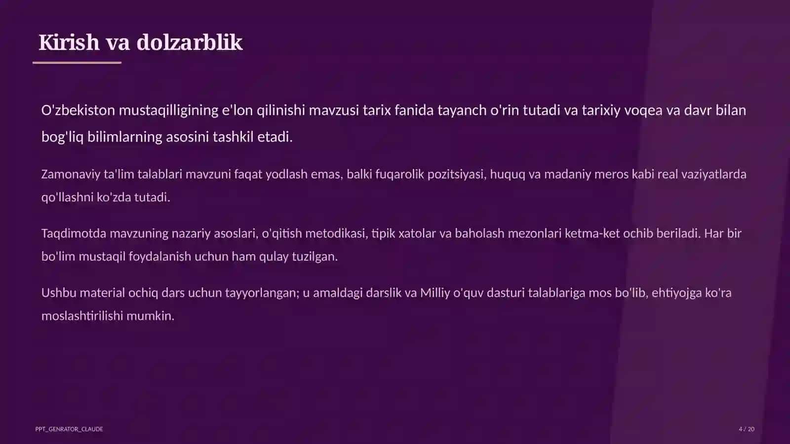 O'zbekiston mustaqilligining e'lon qilinishi (11-sinf) 4