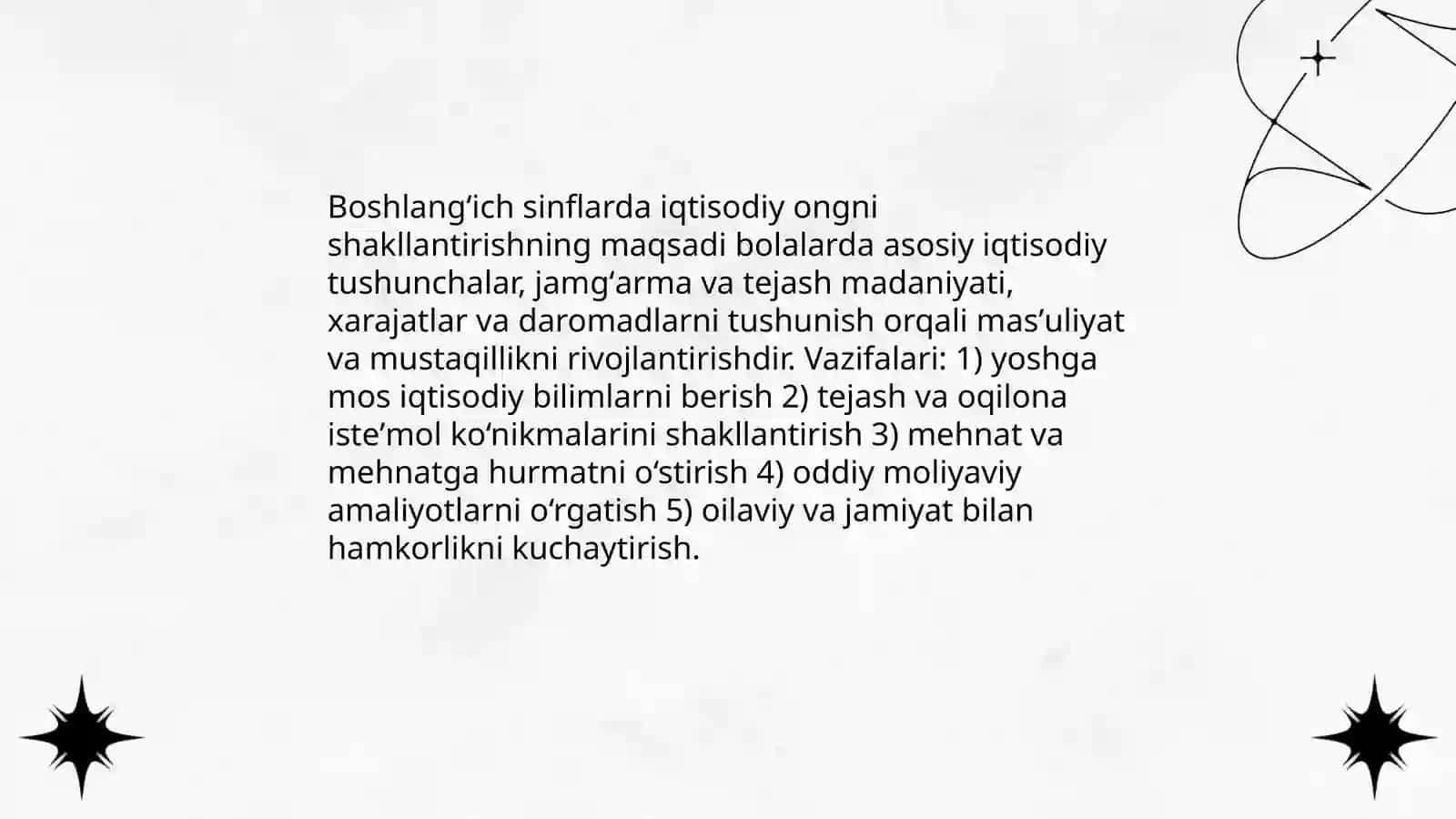 Boshlanģich ta'limda mehnat va iqtisod nafosat va ekologik tarbiyaning mohiyati, maqsad va vazifalari 4