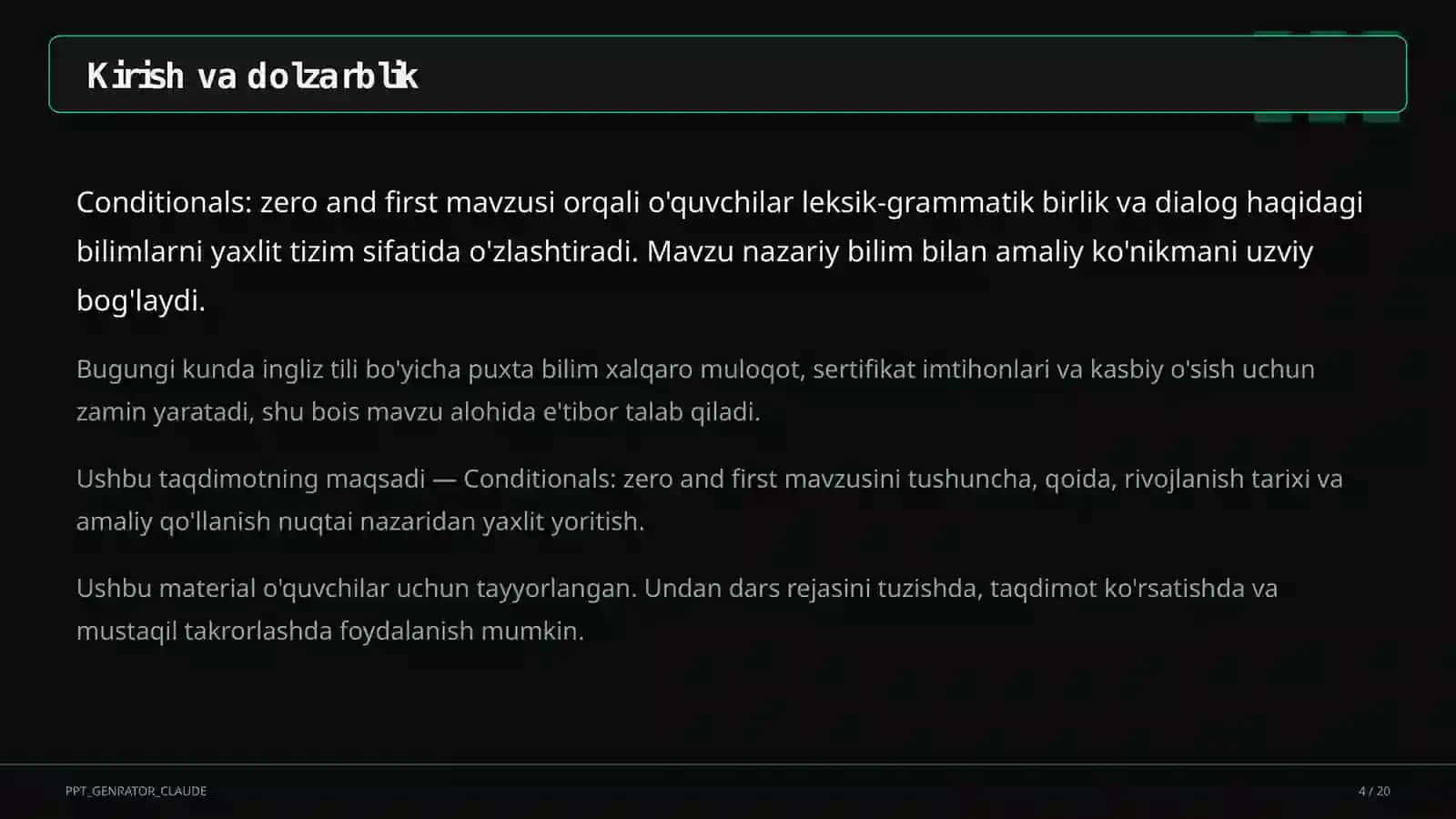 Conditionals: zero and first (8-sinf) 4