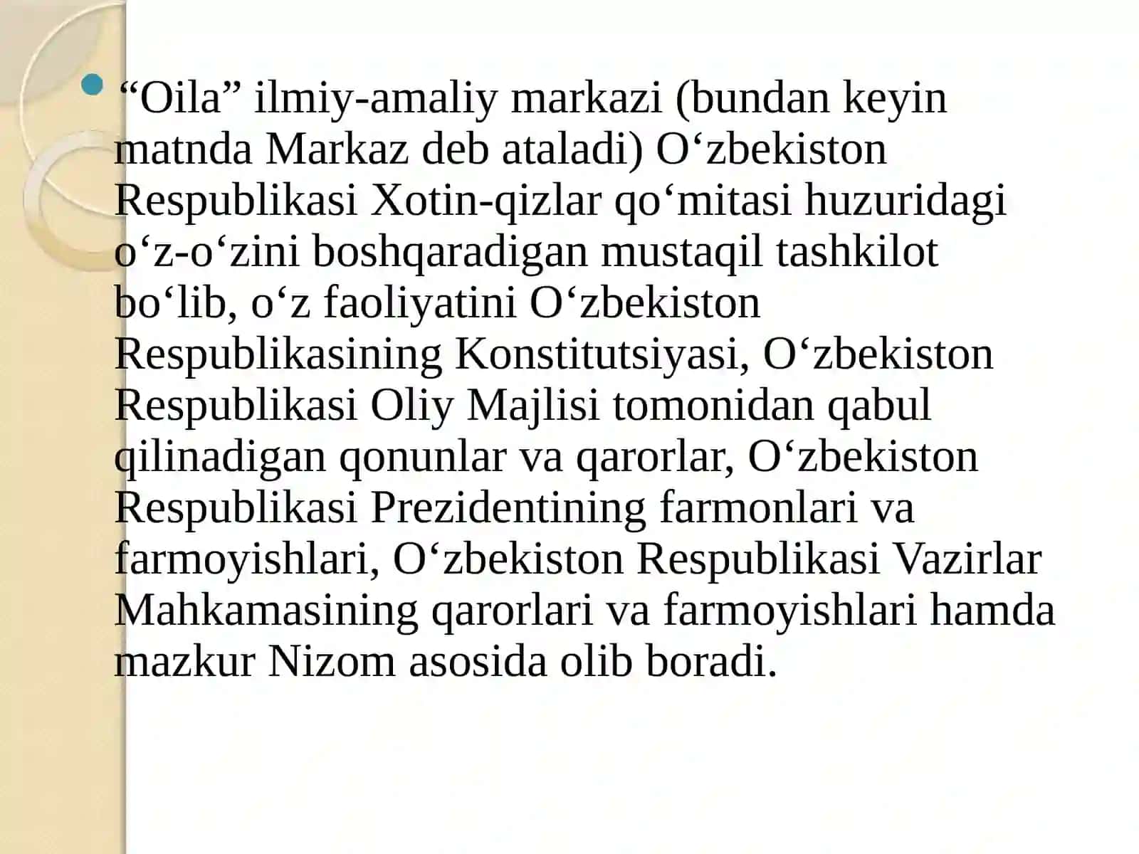 Oila  ilmiy-amaliy   markazi  faoliyatini  o’rganish  va  ahamiyatini   yoritish 4