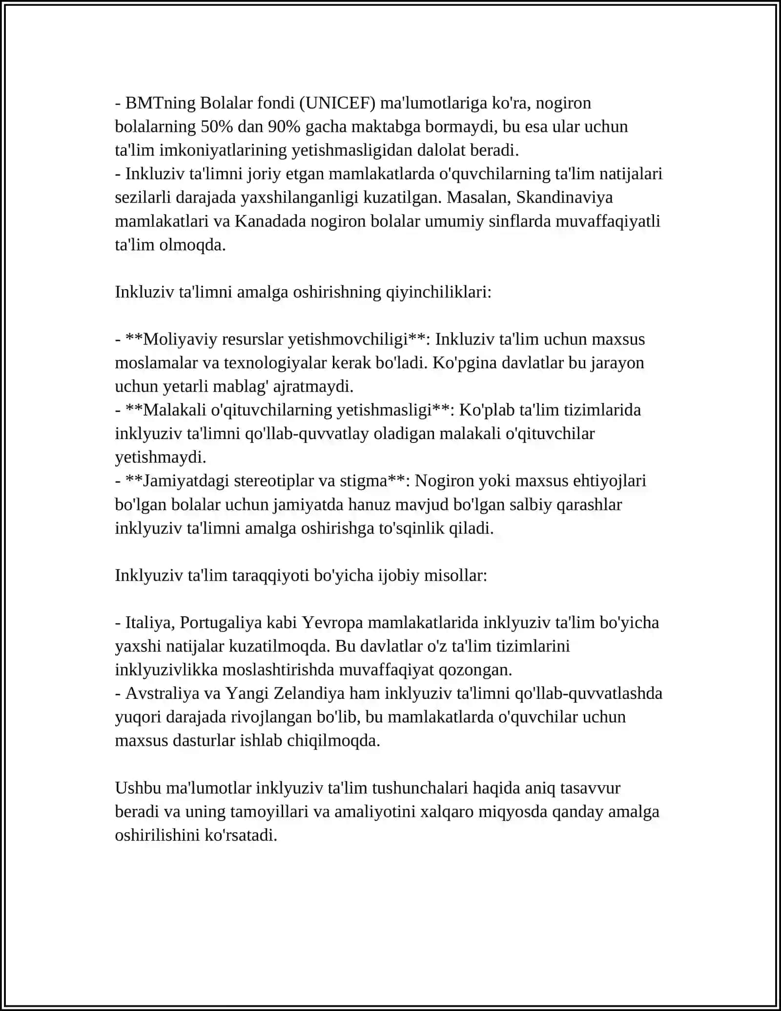 INKLYUZIV TAʼLIMNING SHAKLLARI VA TURLARI 4