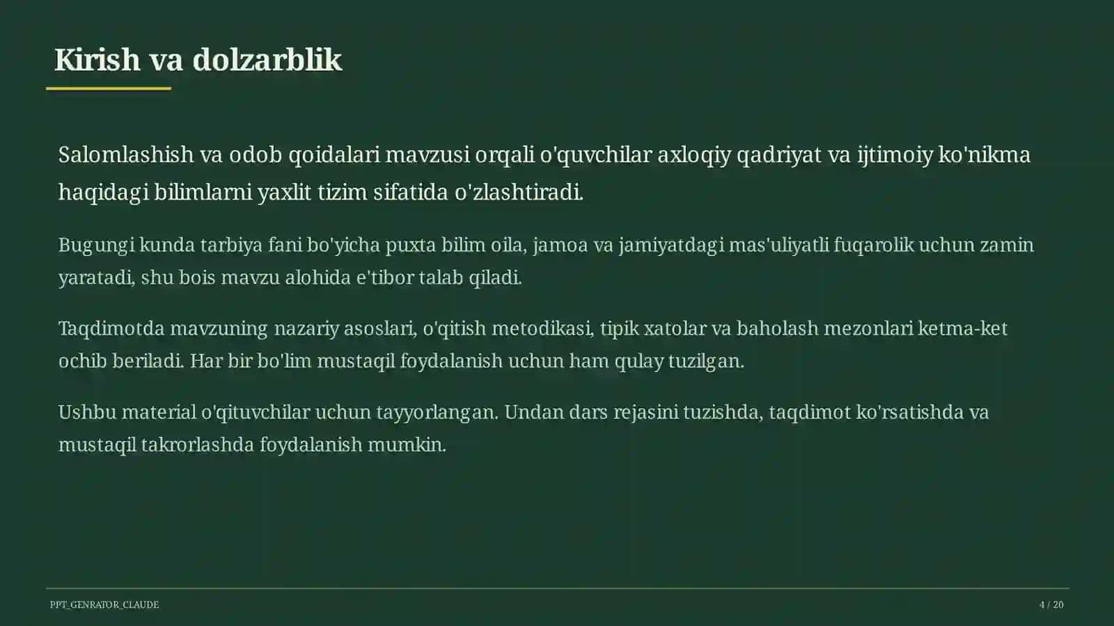 Salomlashish va odob qoidalari (1-sinf) 4