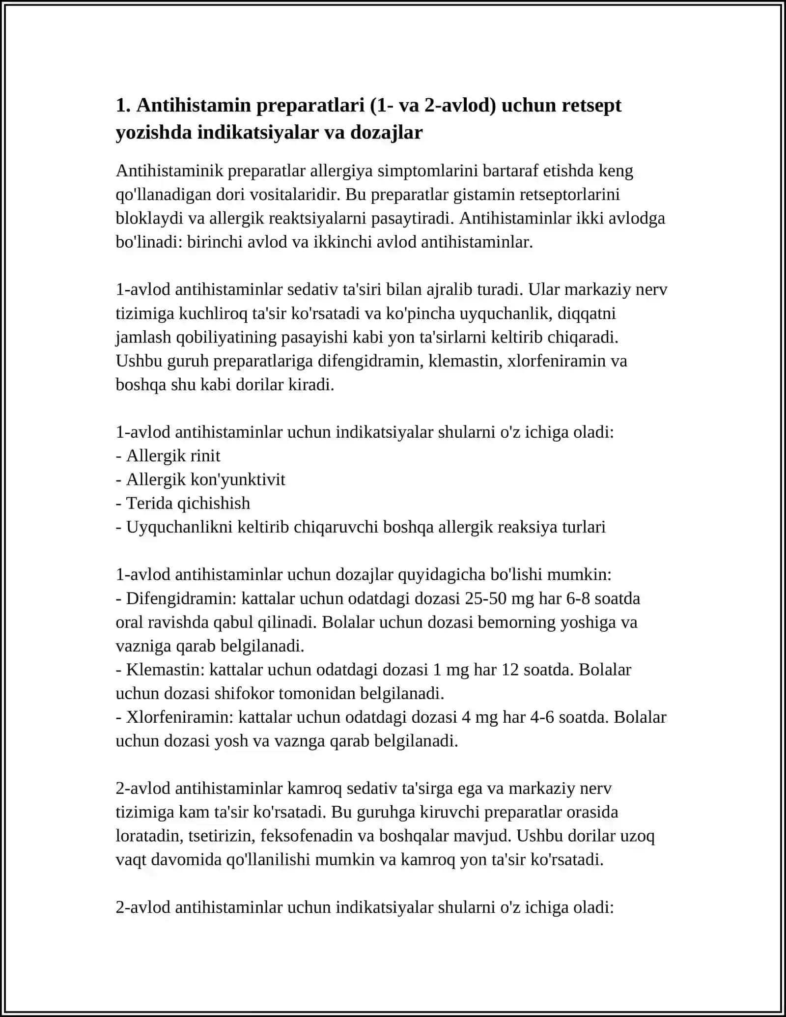 ALLERGIYAGA QARSHI DORI VOSITALARIGA RETSEPT YOZISH 4
