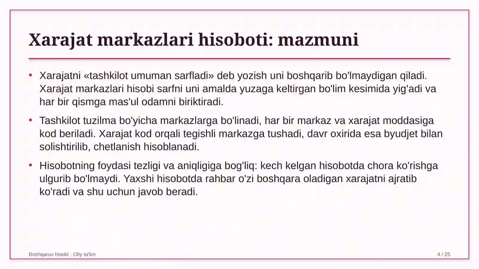 tog' kon sanoatida xarajatlar markazlari bo'yicha hisobot yuritish 1646 4