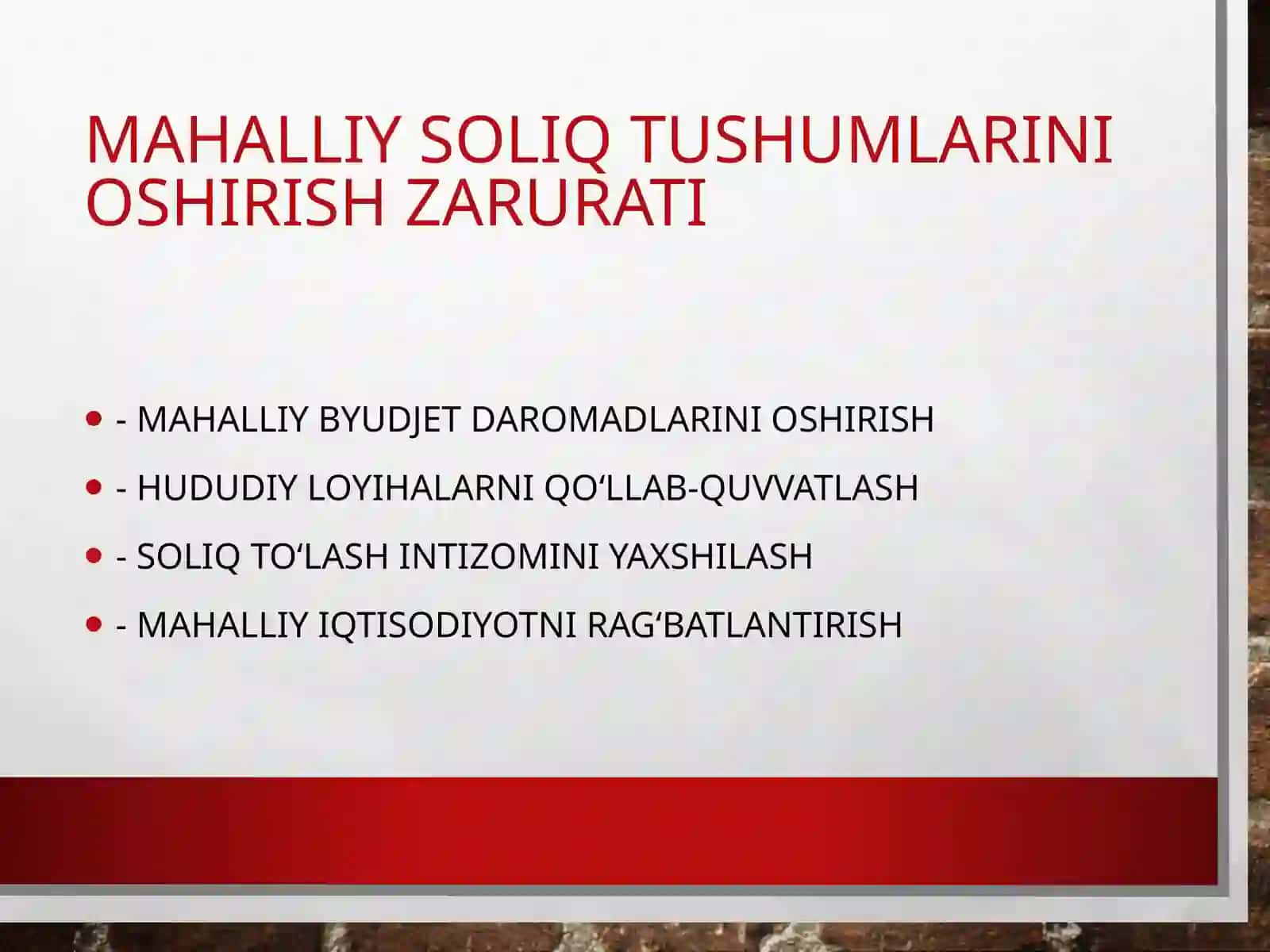 Moliyaasoslari Mahalliy soliqtushumlarini oshirish bo‘yicha takliflar 4