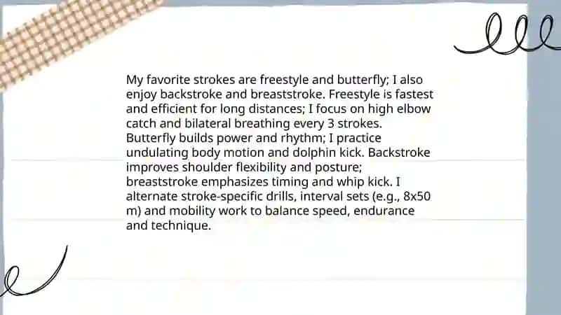 My hobby is swimming 4
