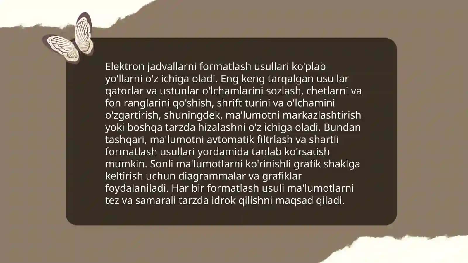 Elektron jadvallar bilan ishlash texnologiyasi 4