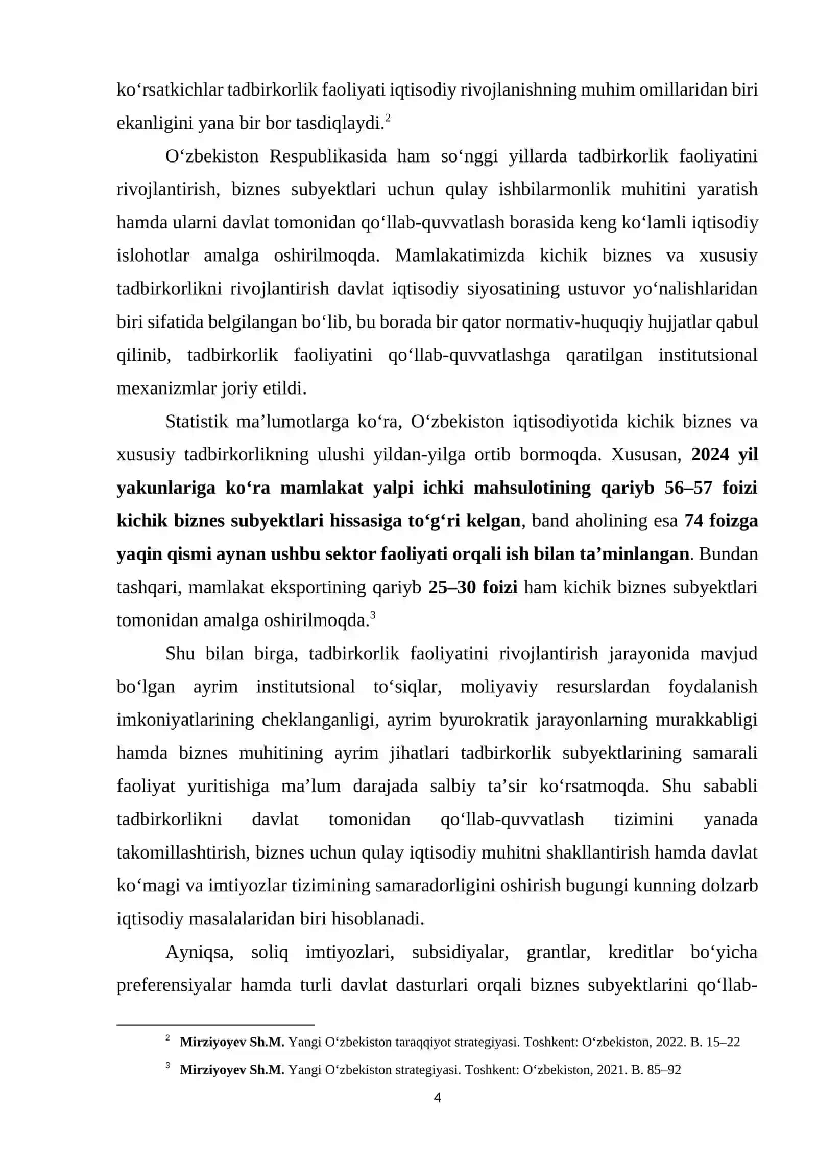 Mavzu: " BIZNES FAOLIYATIDA DAVLAT KO‘MAGI VA IMTIYOZLAR TIZIMI" 4