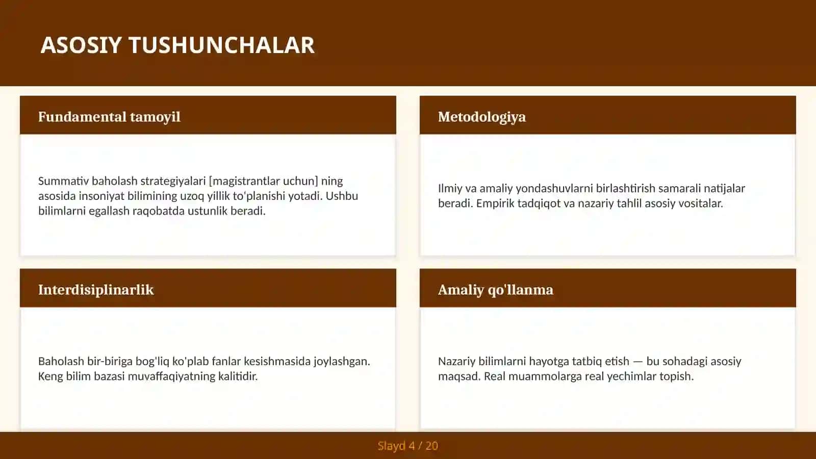 Summativ baholash strategiyalari [magistrantlar uchun] 4