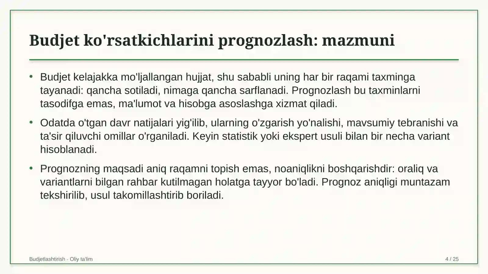 oziq ovqat sanoatida budjet ko'rsatkichlarini prognozlash 2921 4