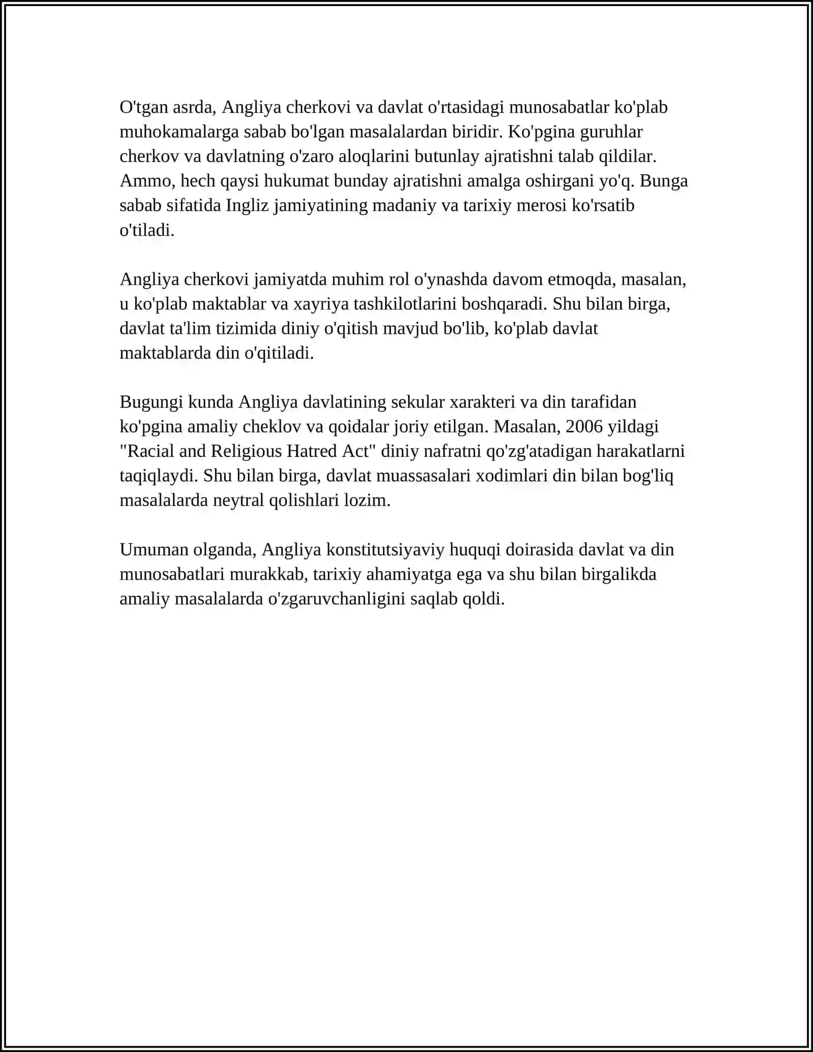 ANGLIYADA DAVLAT VA DIN MUNOSABATLARI 4
