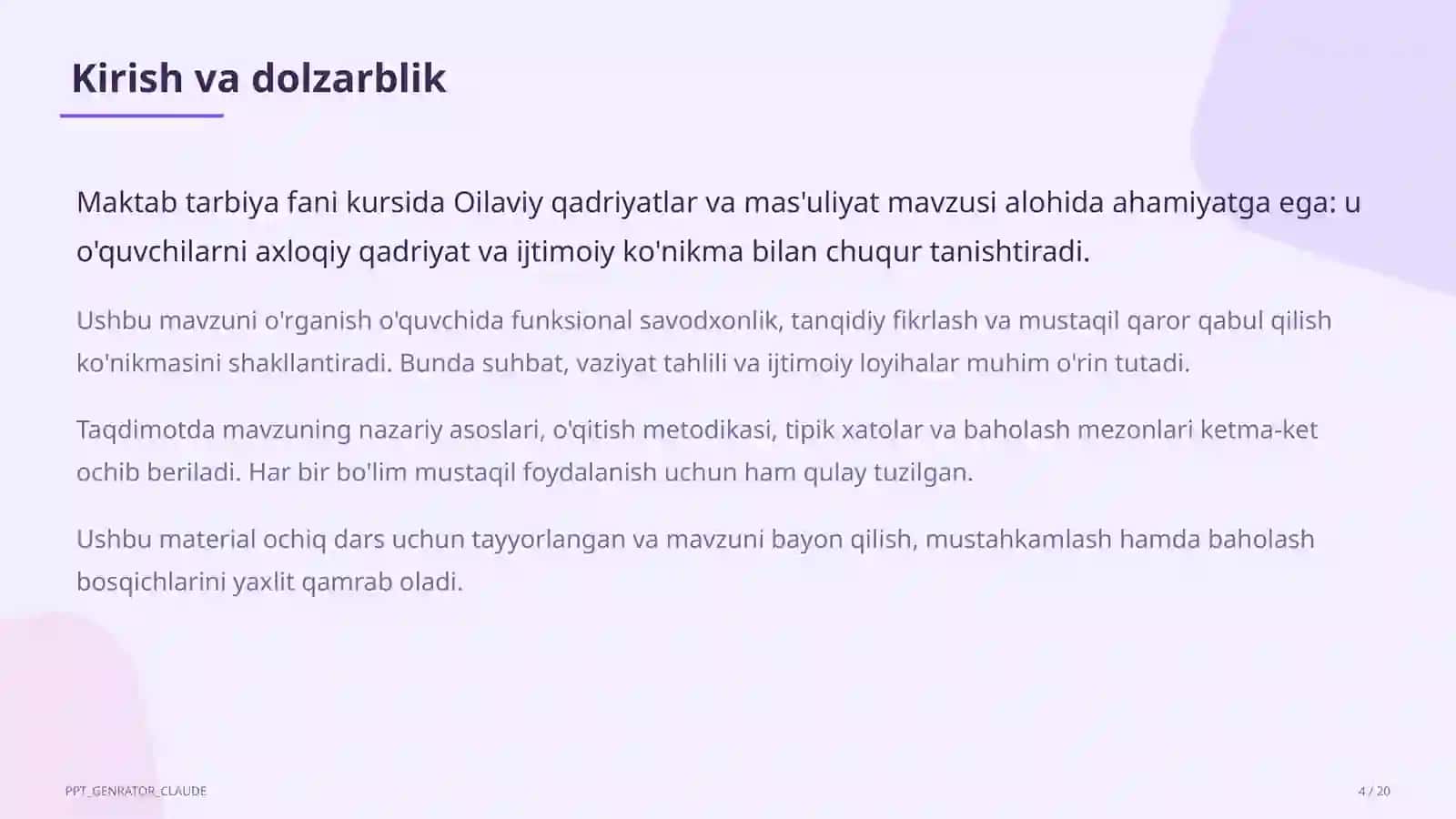 Oilaviy qadriyatlar va mas'uliyat (10-sinf) 4
