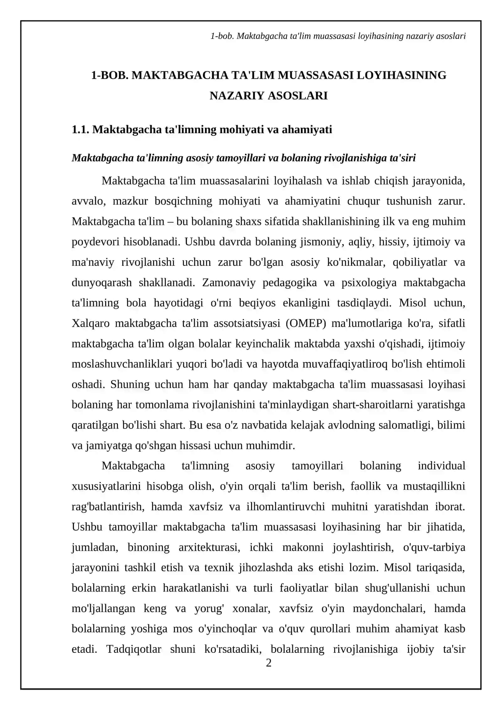 Maktabgacha ta'lim muassasasi loyihasini loyhalashtirish va ishlab chiqish 4