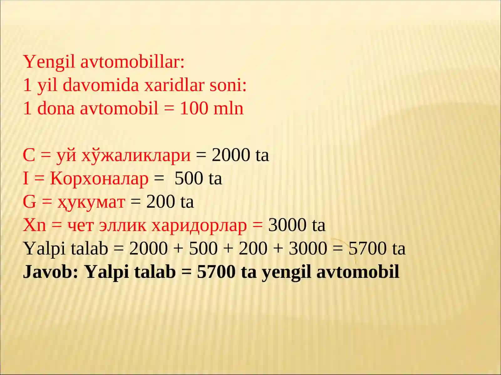Ялпи талаб – ялпи таклиф (AD-AS aggregate demand- aggregate supply) modeli 4
