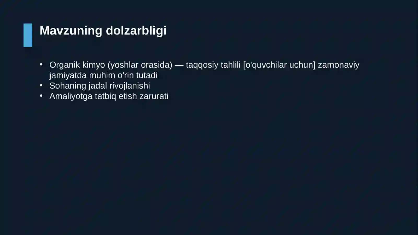Organik kimyo (yoshlar orasida) — taqqosiy tahlili [o'quvchilar uchun] 4