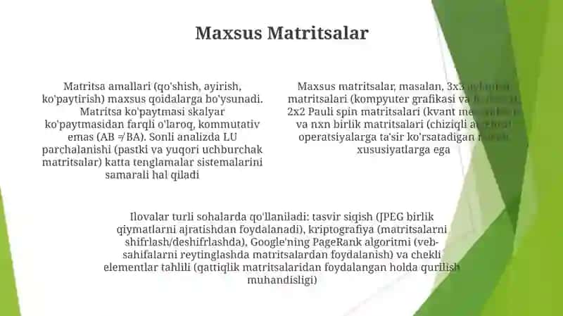 Matritsalar va ular ustida amallar 4