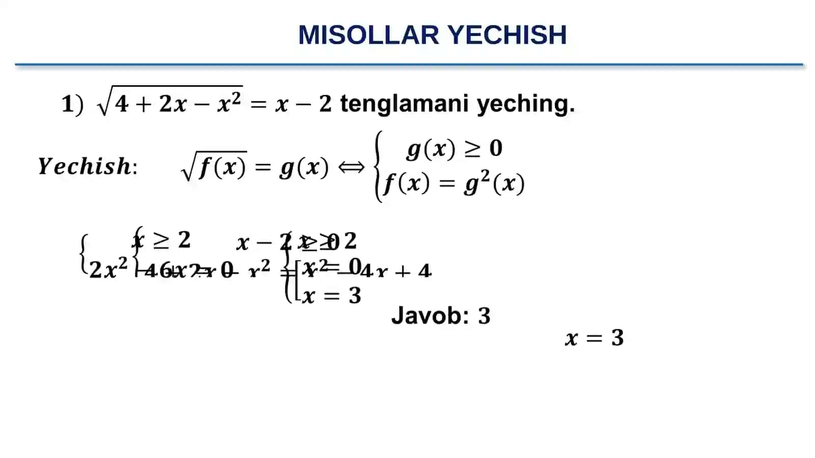 Sodda Irratsional Tenglamalar 4