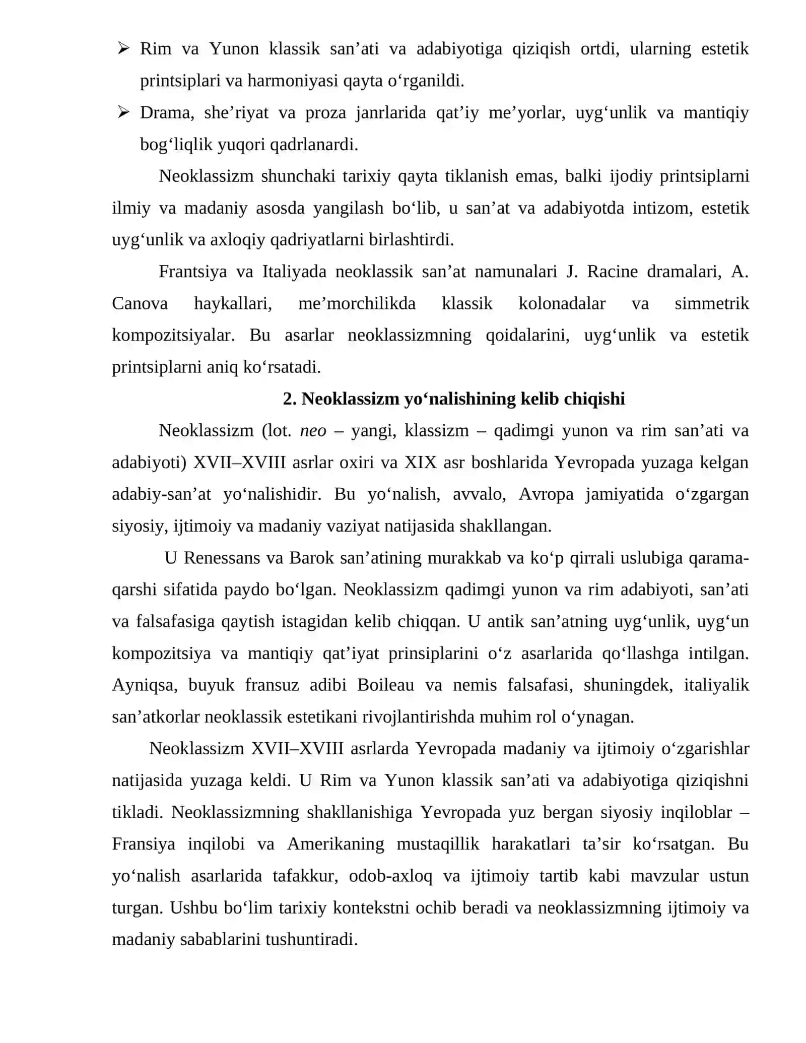 Neoklassizm Yo‘nalishi Kelib Chiqishi va Rivojlanishi 4