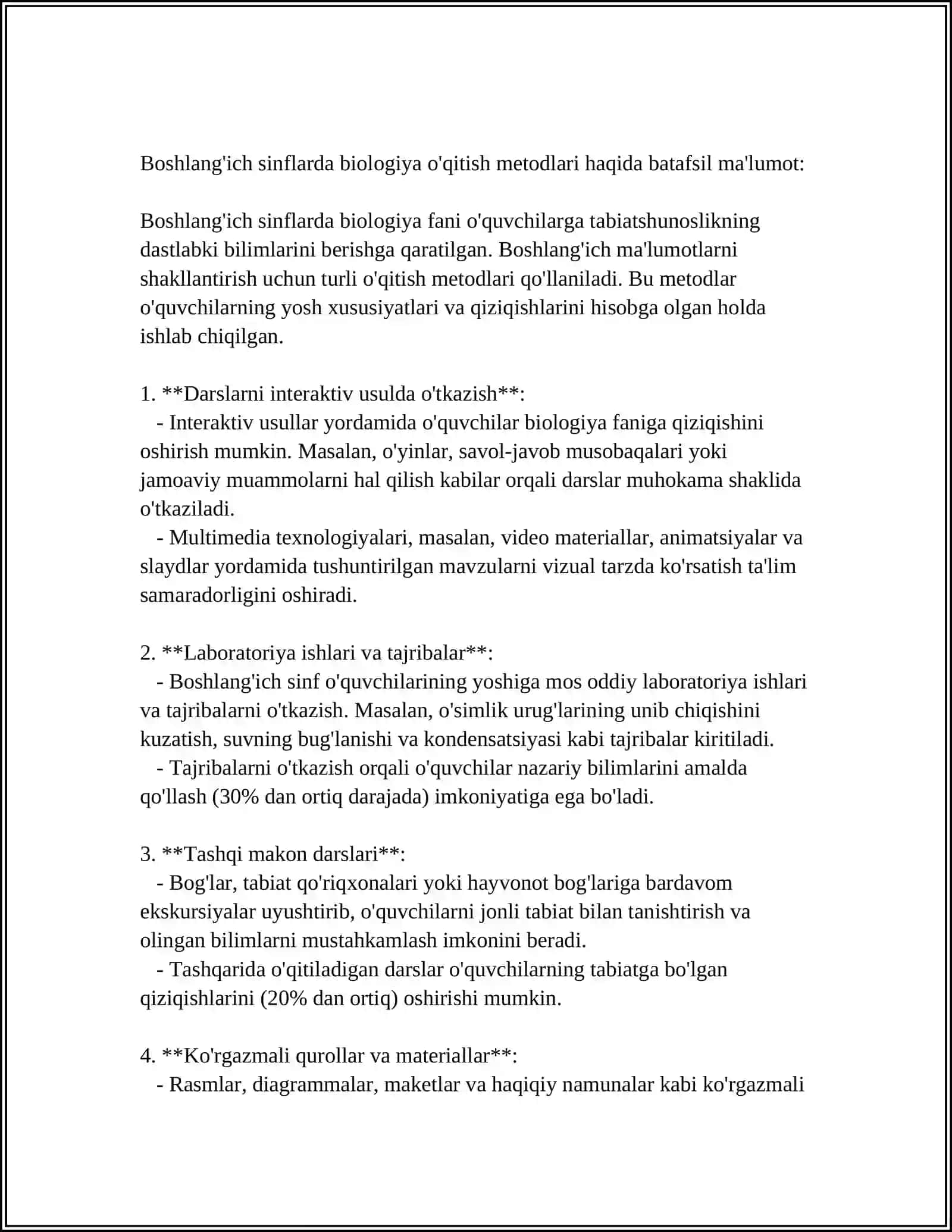 BOSHLANGʻICH SINF OʻQUVCHILARIDA BIOLOGIYA GEOGRAFIYA FIZIKAGA OID TASAVVUR VA TUSHUNCHALARNI SHAKLLANTIRISHNING METODIK ASOSLARI 4