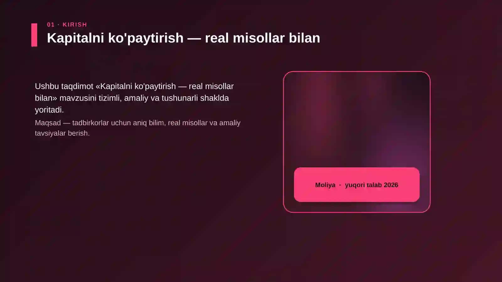 Kapitalni ko'paytirish — real misollar bilan 4