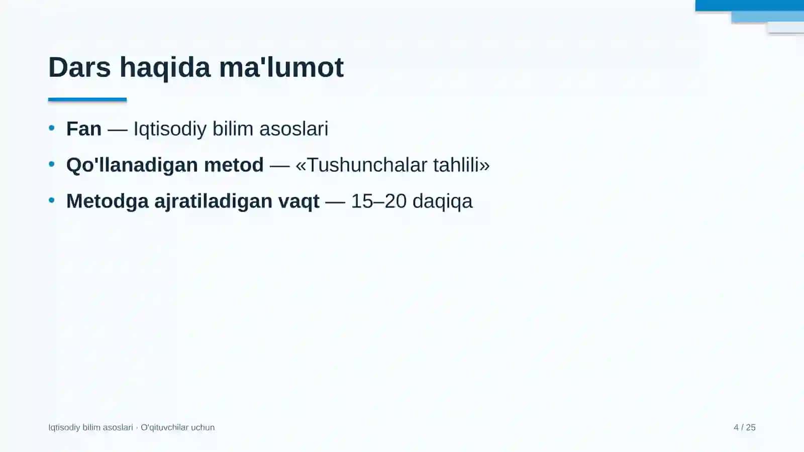 iqtisodiy bilim asoslari darslarida tushunchalar tahlili metodidan foydalanish 9920 4