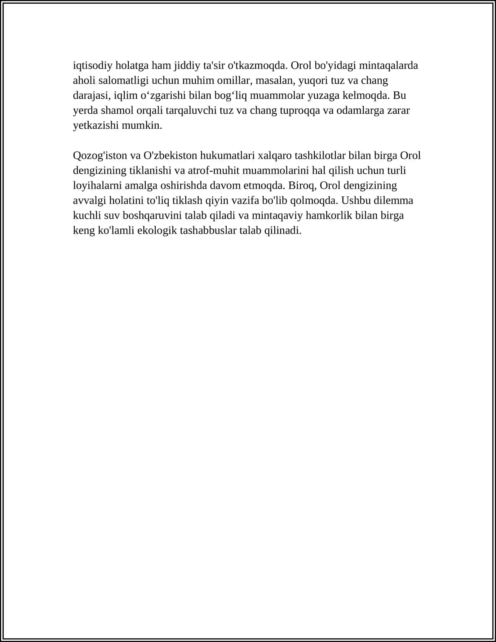 OROL FOJIYASI:UNING GLOBALLASHUVI 4