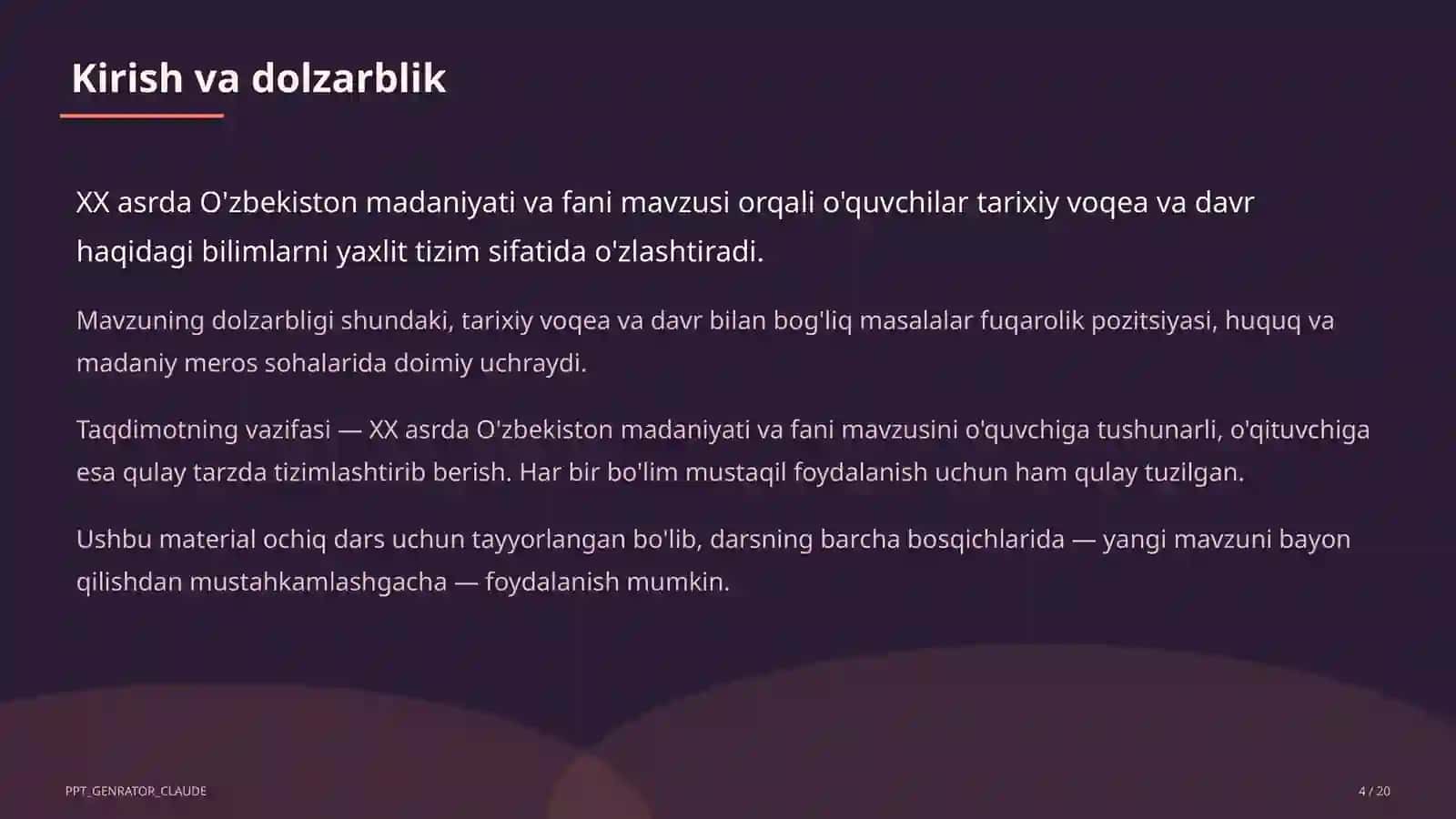 XX asrda O'zbekiston madaniyati va fani (10-sinf) 4
