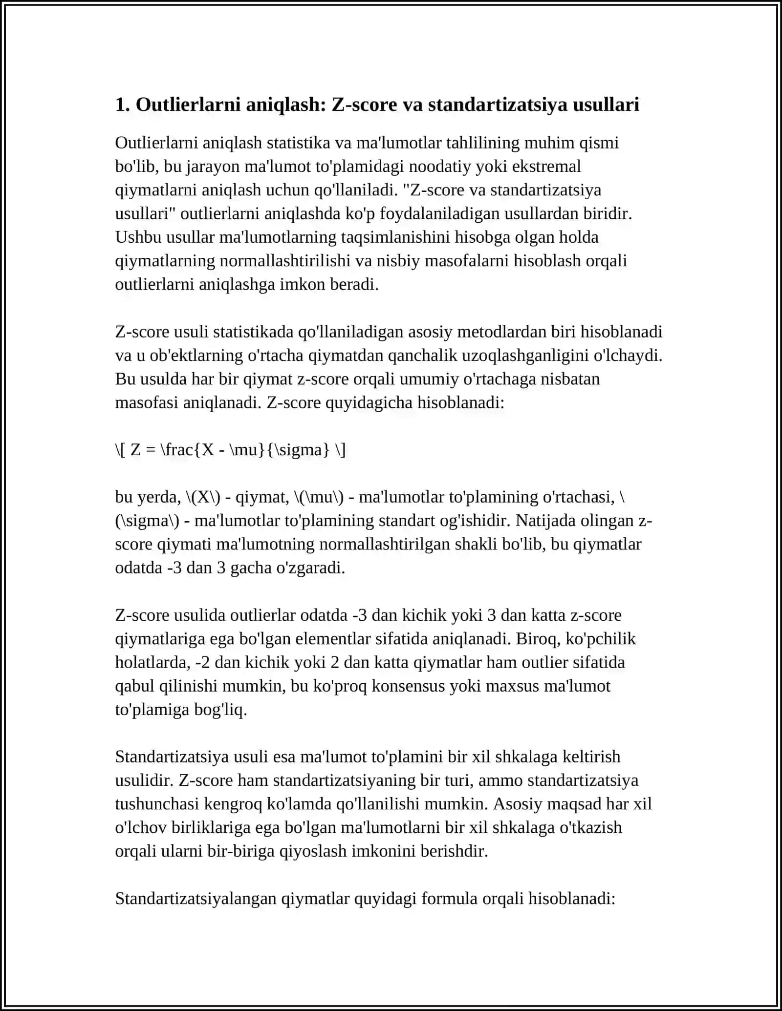OUTLIERLARNI ANIQLASH VA QAYTA ISHLASH METODLARI 4