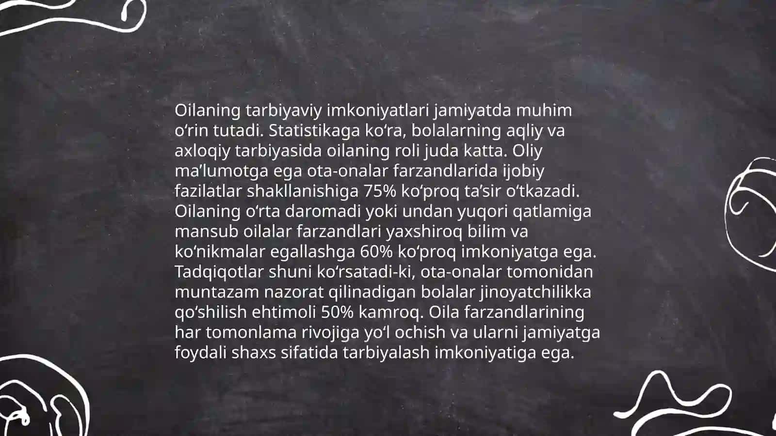 Oilaning tarbiyaviy imkoniyatlarini tashxis etish 4