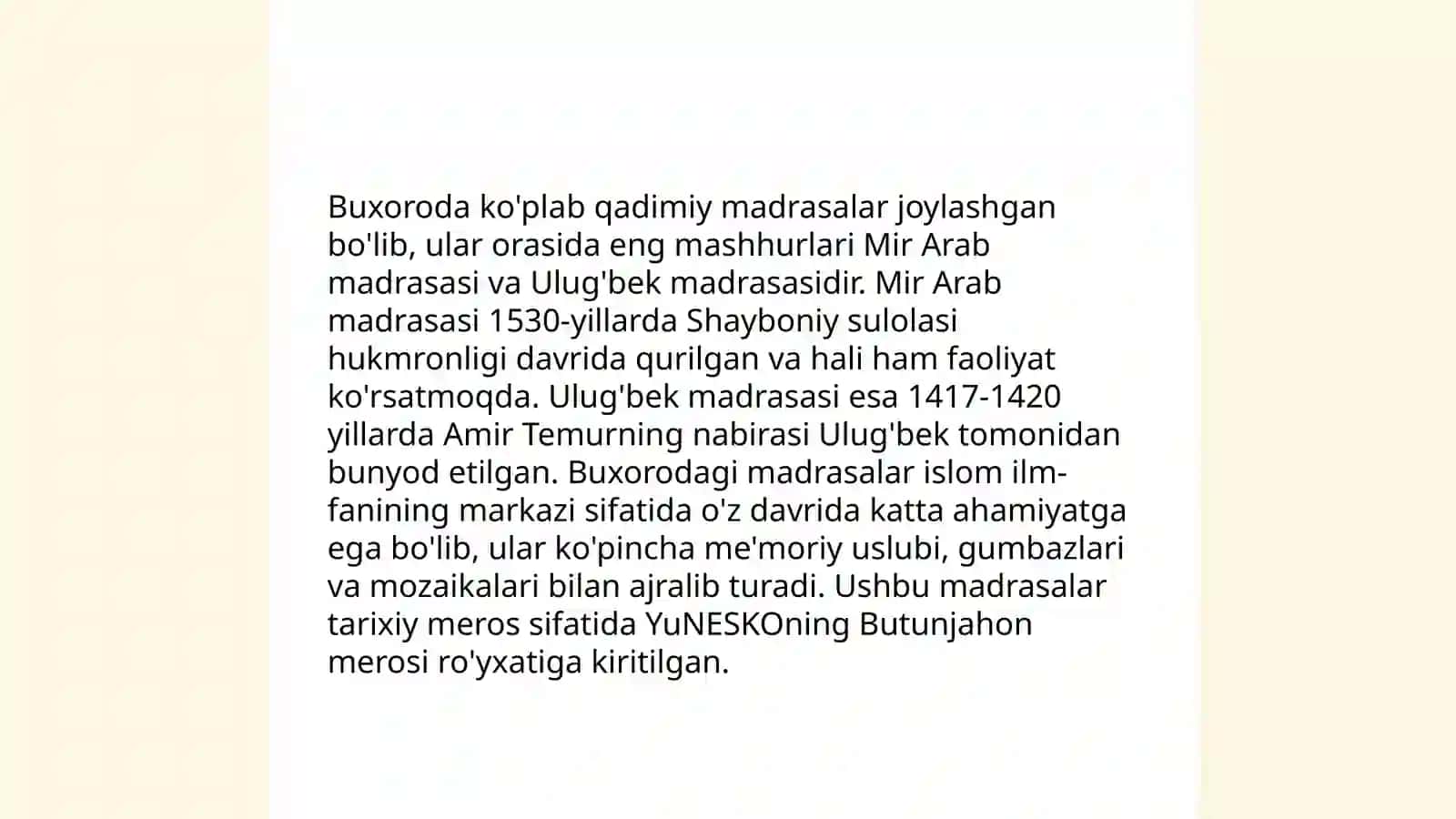 Shayboniylar davlatida me'morchilik va ilm fan 4