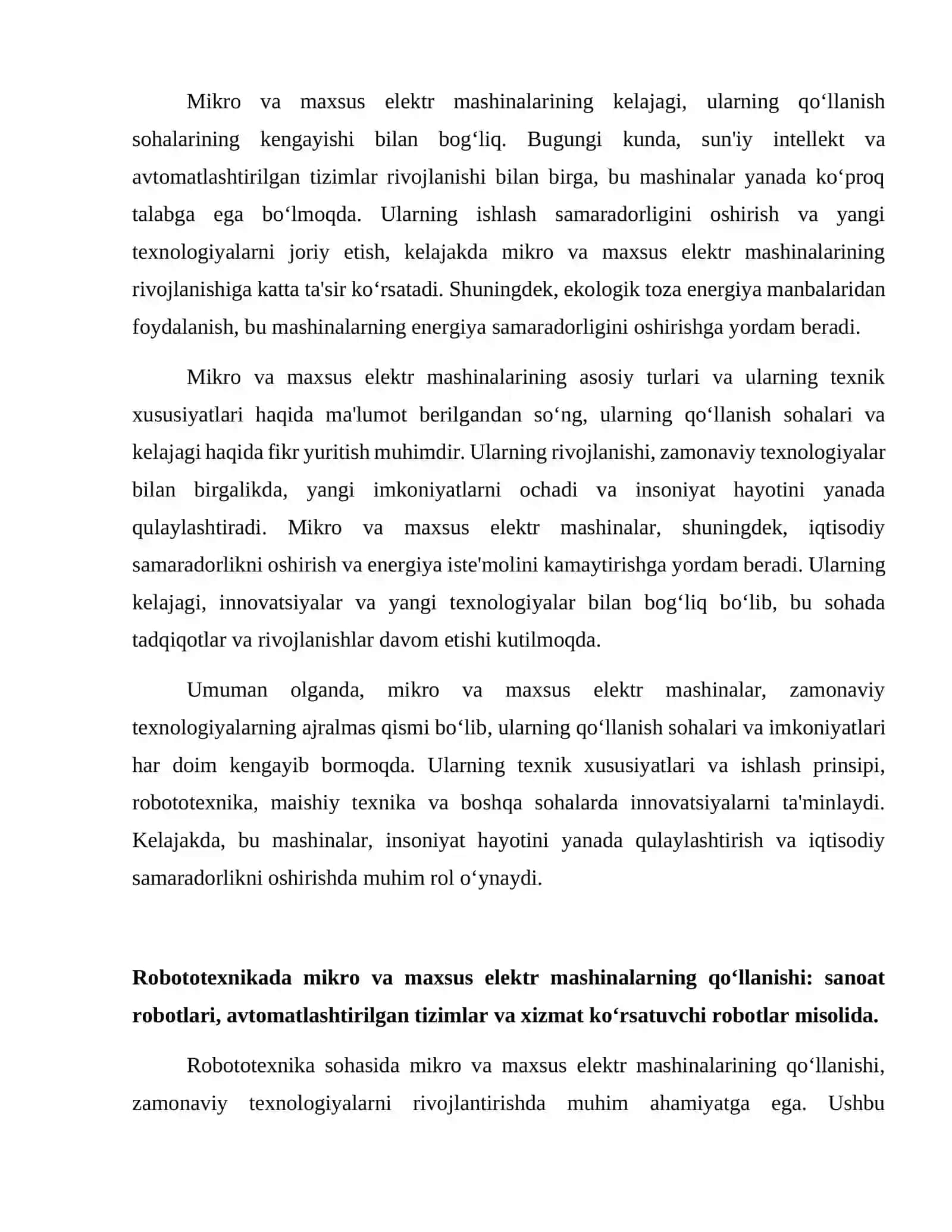 Mikro va maxsus elektr mashinalarning qoʻllanish sohasi (robotta texnika maishiy texnika) 4