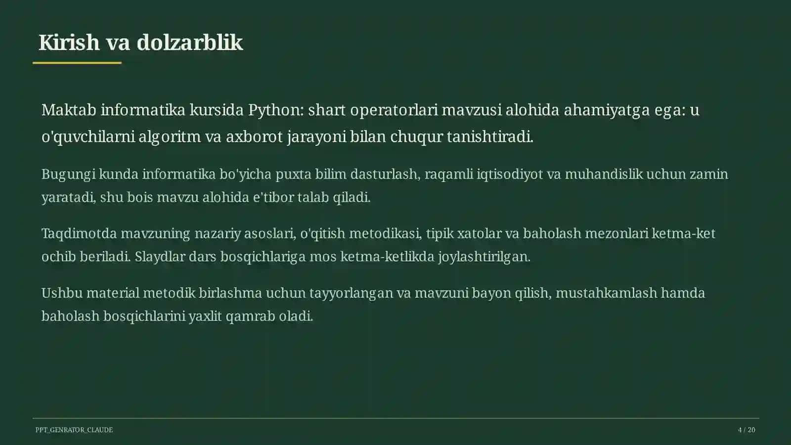 Python: shart operatorlari (8-sinf) 4