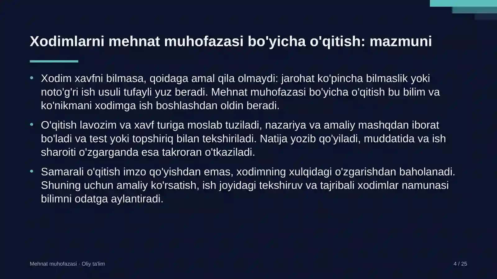 shaharsozlikda xodimlarni mehnat muhofazasi bo'yicha o'qitish 1414 4
