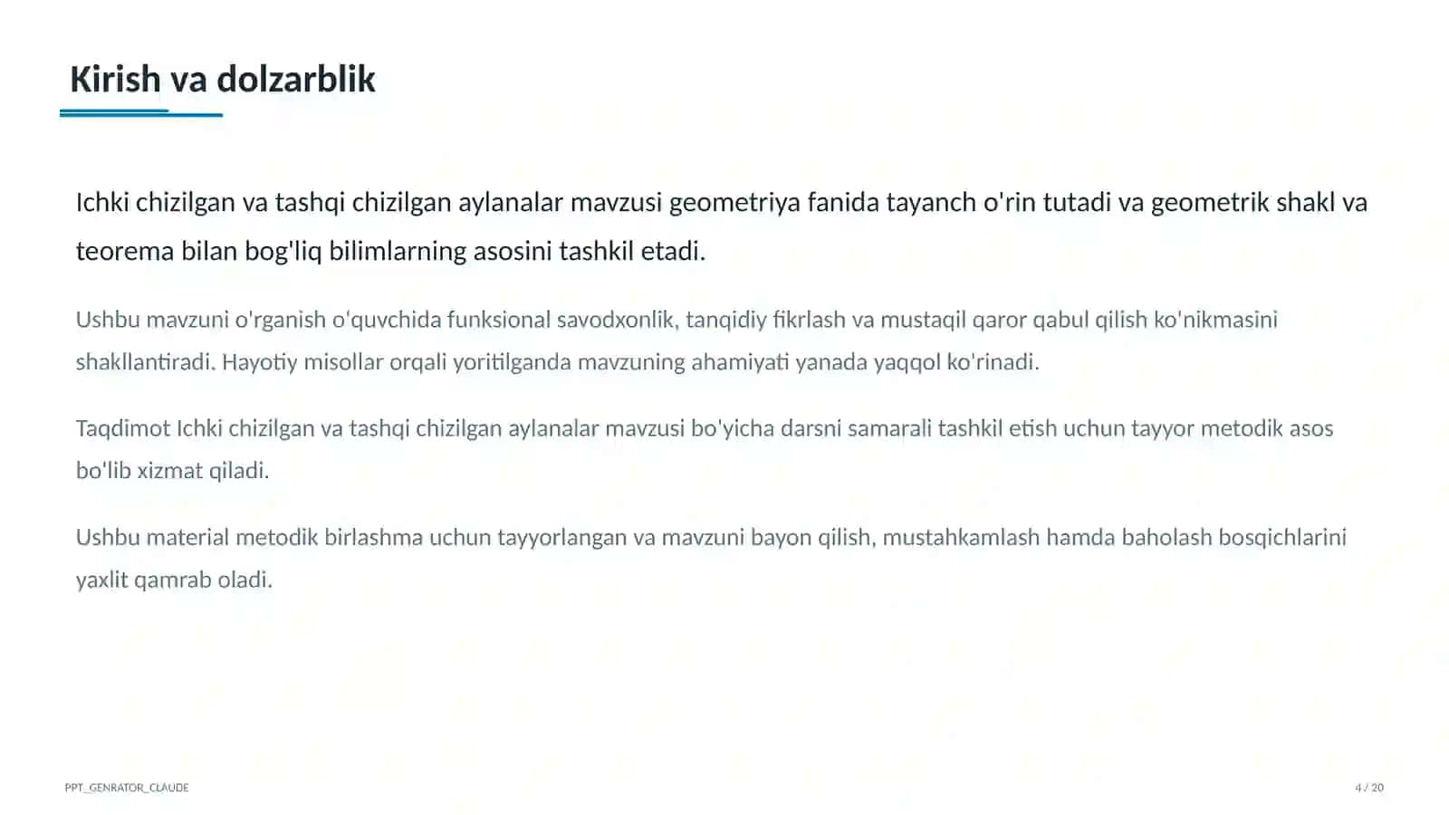 Ichki chizilgan va tashqi chizilgan aylanalar (8-sinf) 4