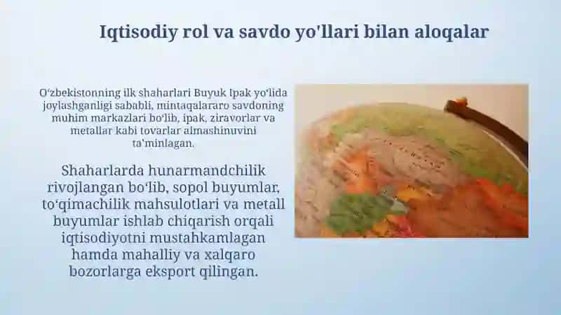 Oʻzbekiston hududidagi ilk shaharlar 4