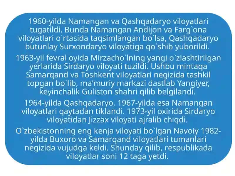 Ўзбекистоннинг маъмурий-ҳудудий тузилиши ва уларнинг минтақавий ривожланиш хусусиятлари 4